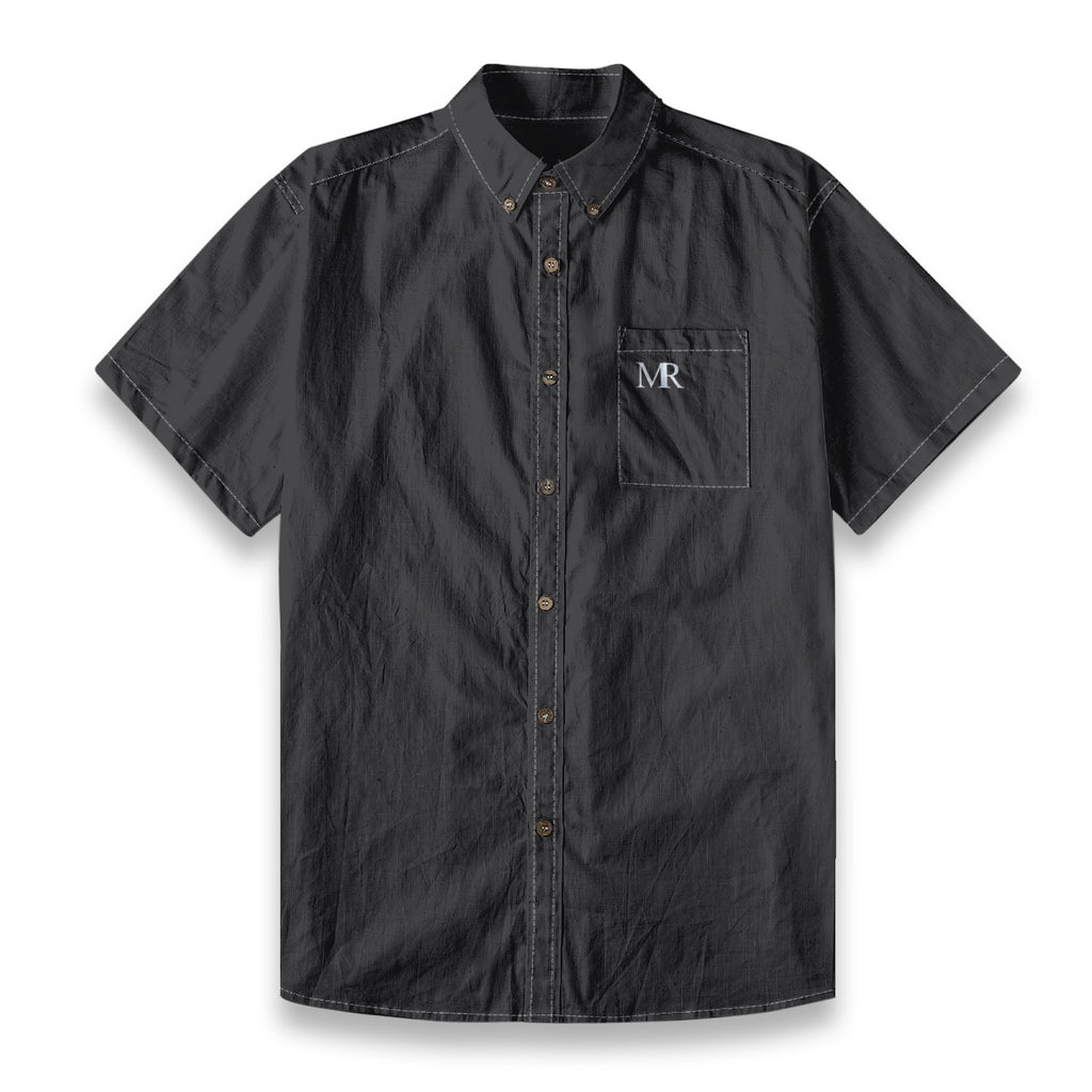 Matte Black Men's Breathable Cotton Shirt|125GSM