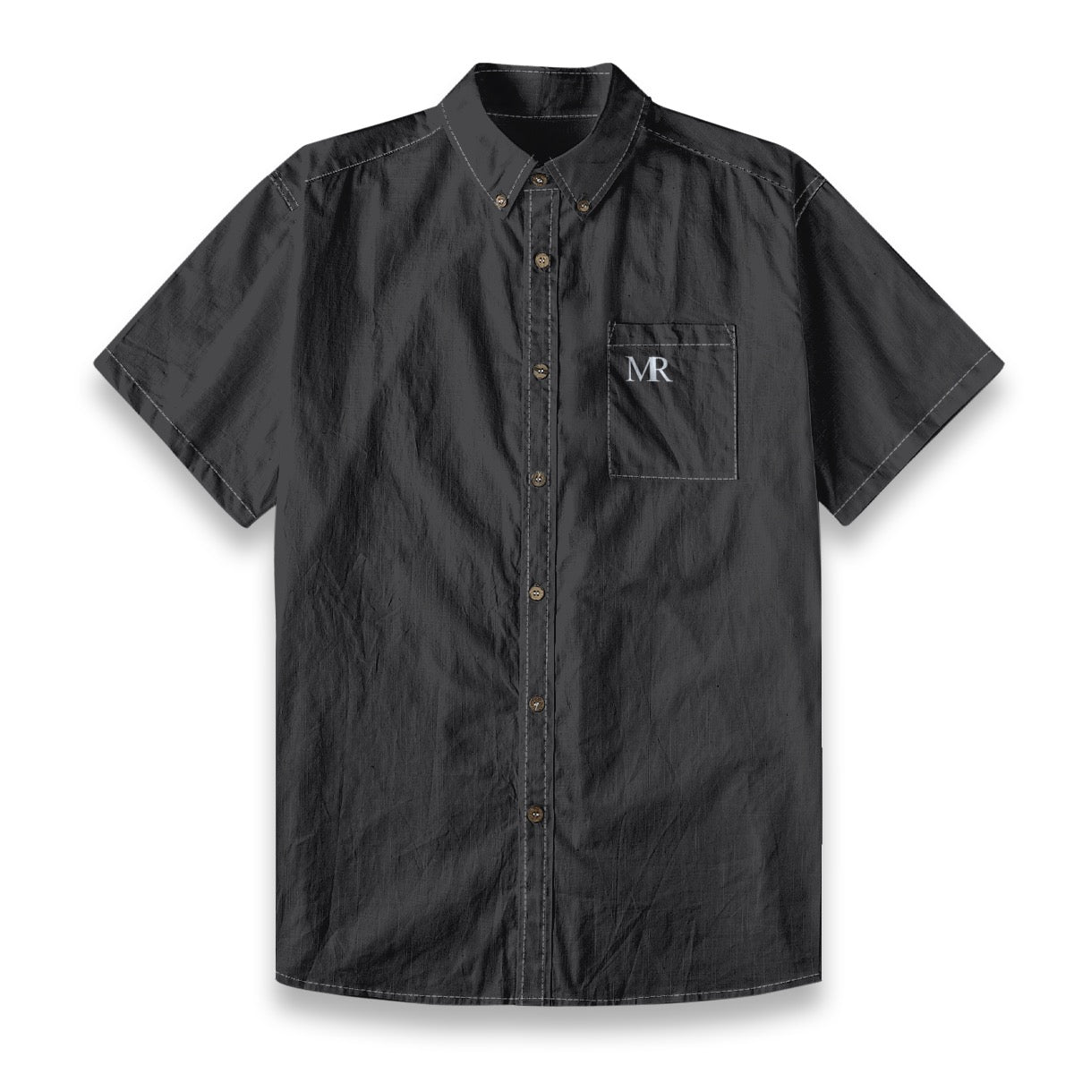 Matte Black Men's Breathable Cotton Shirt|125GSM