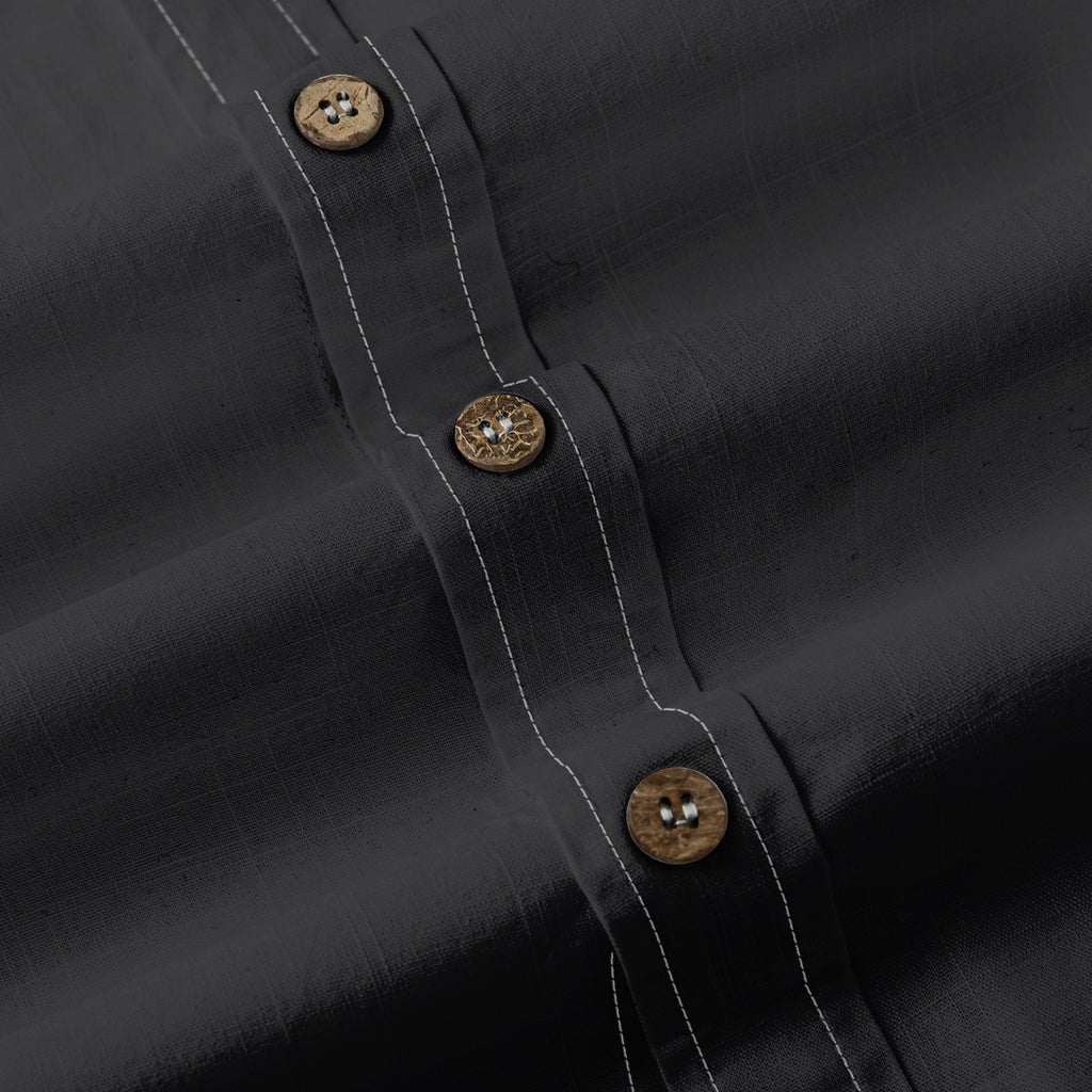 Matte Black Men's Breathable Cotton Shirt|125GSM
