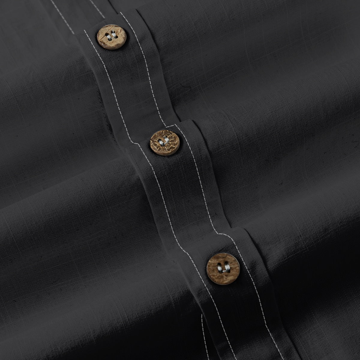 Matte Black Men's Breathable Cotton Shirt|125GSM