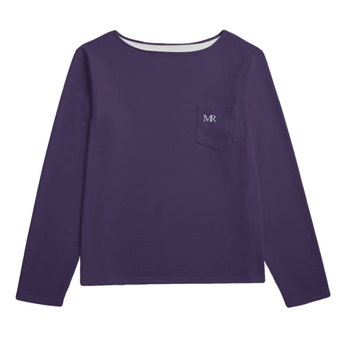 Amethyst Women’s Boat Neckline Sweatshirt With Chest Pocket | 310GSM Cotton