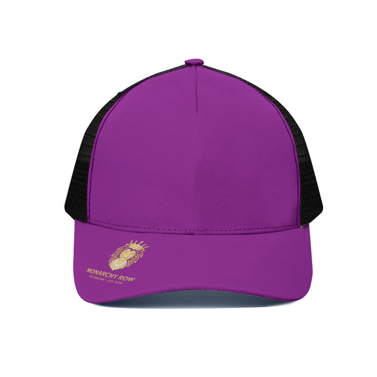 Unisex Royal-Plum Trucker Hat With Black Half-mesh