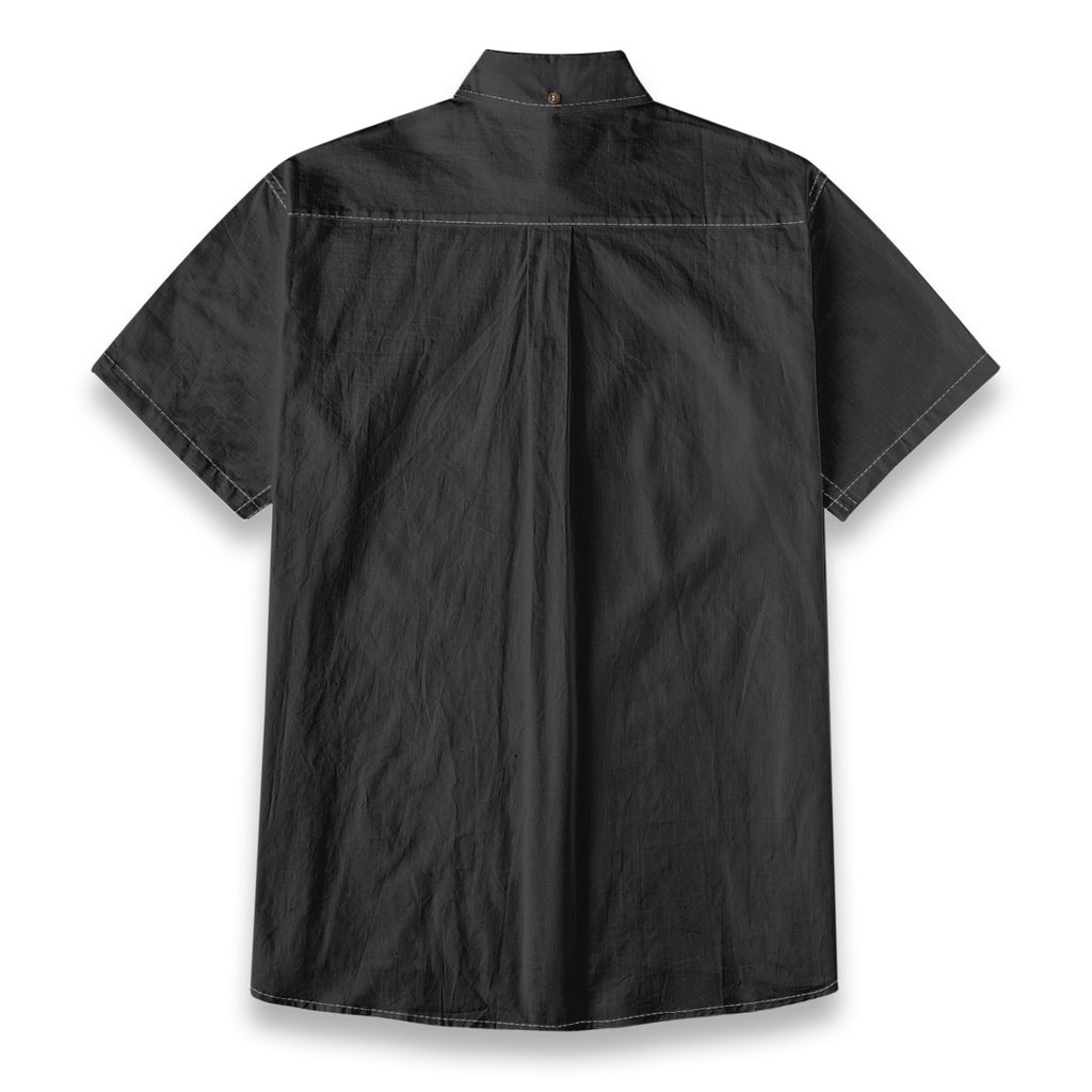 Matte Black Men's Breathable Cotton Shirt|125GSM