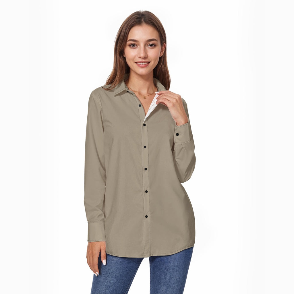 Royal Olive Women's Comfort Shirt With Button|125GSM Cotton