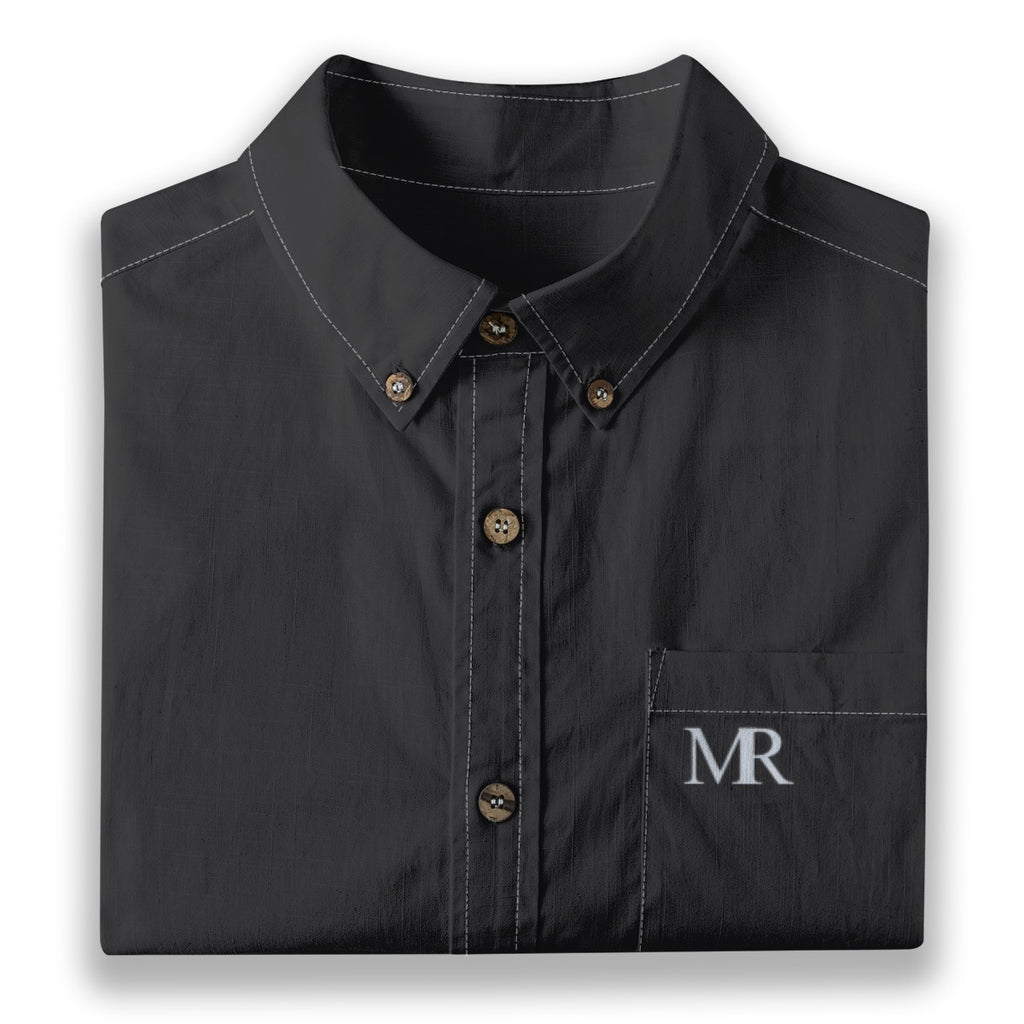 Matte Black Men's Breathable Cotton Shirt|125GSM